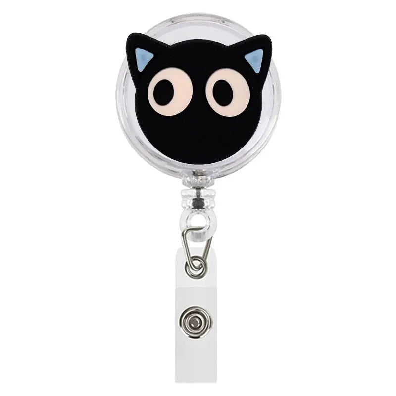 Id Badge Holder with Lanyard Retractable Badge Reel Funny Black Cat Lanyards  for Id Badges Cat Themed Gift Card Name Tag Lanyard Vertical Id Protector  Badge Clip for Kids Nurse Doctor Teacher